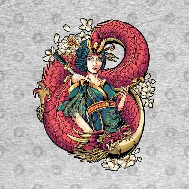 geisha red dragon by Bayuktx